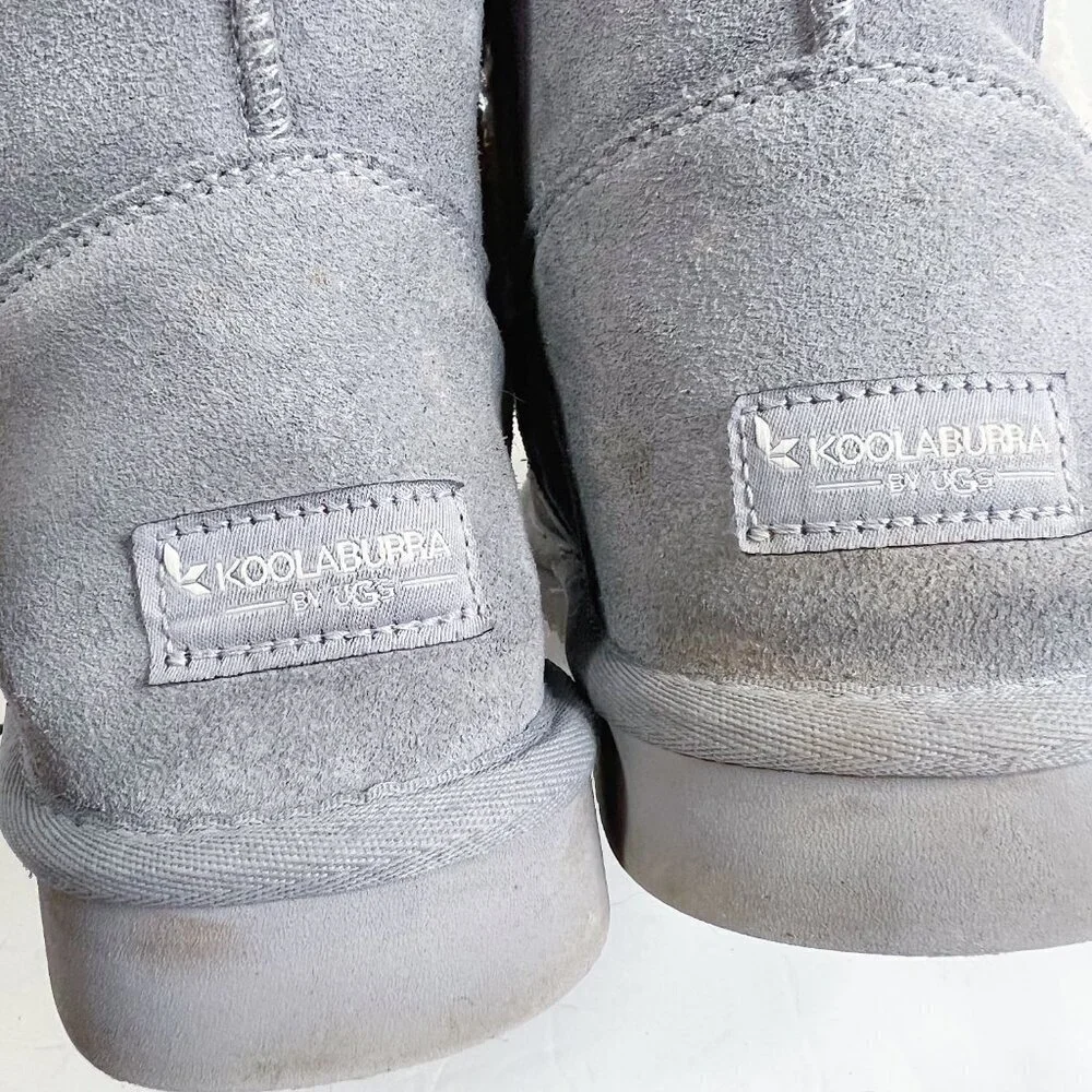 Koolaburra by UGG Michon Short For Women Grey Fuzzy Sheepskin Boots Size 10